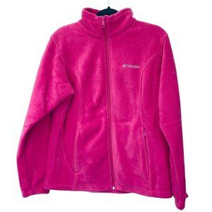 Columbia Sweater Womens Large Pink Fleece Full Zip Heavy Travel Spring